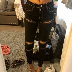 brand new slit black jeans